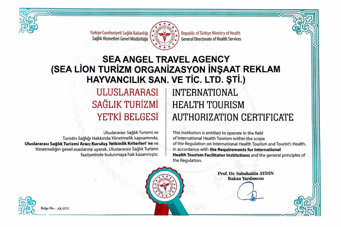 Uluslararası Sağlık Turizmi Yetki Belgesi